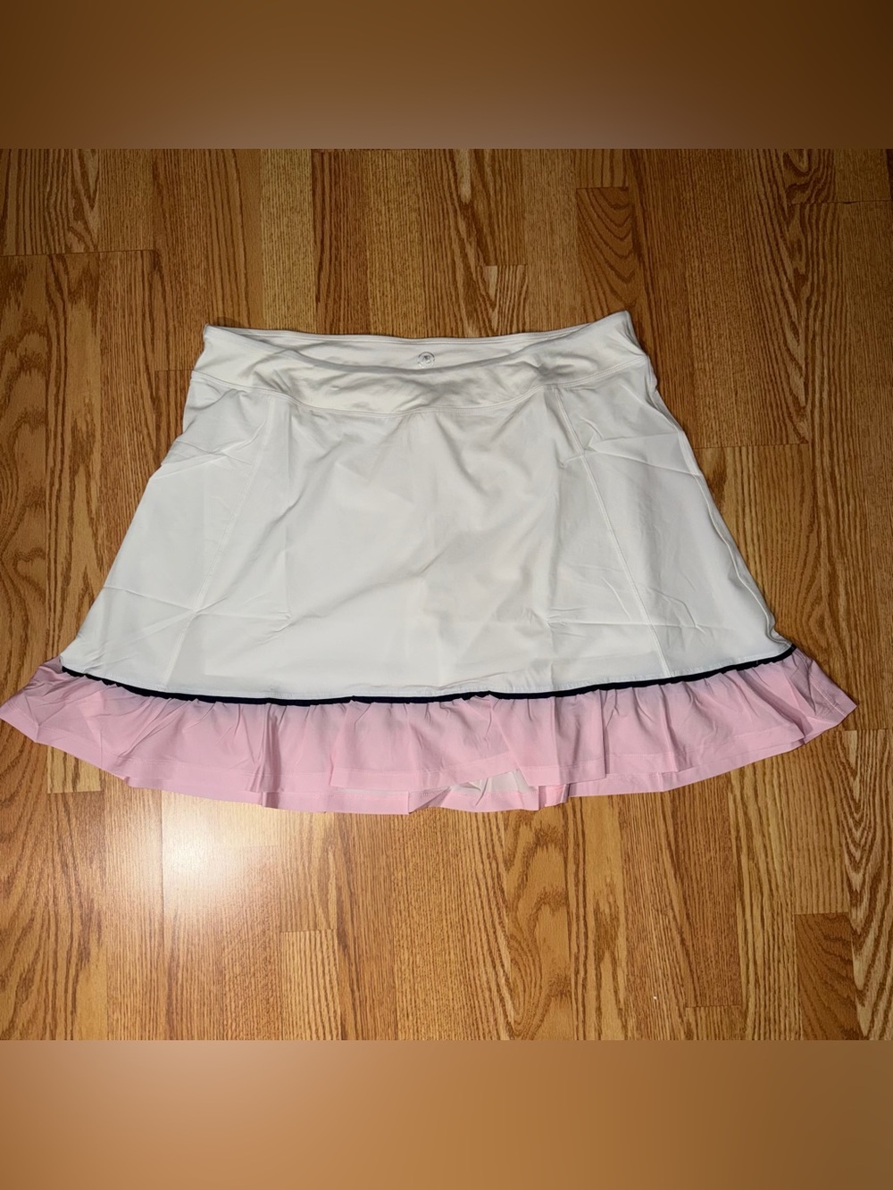 Addison Bay White Skirt with Pink Ruffle Hem